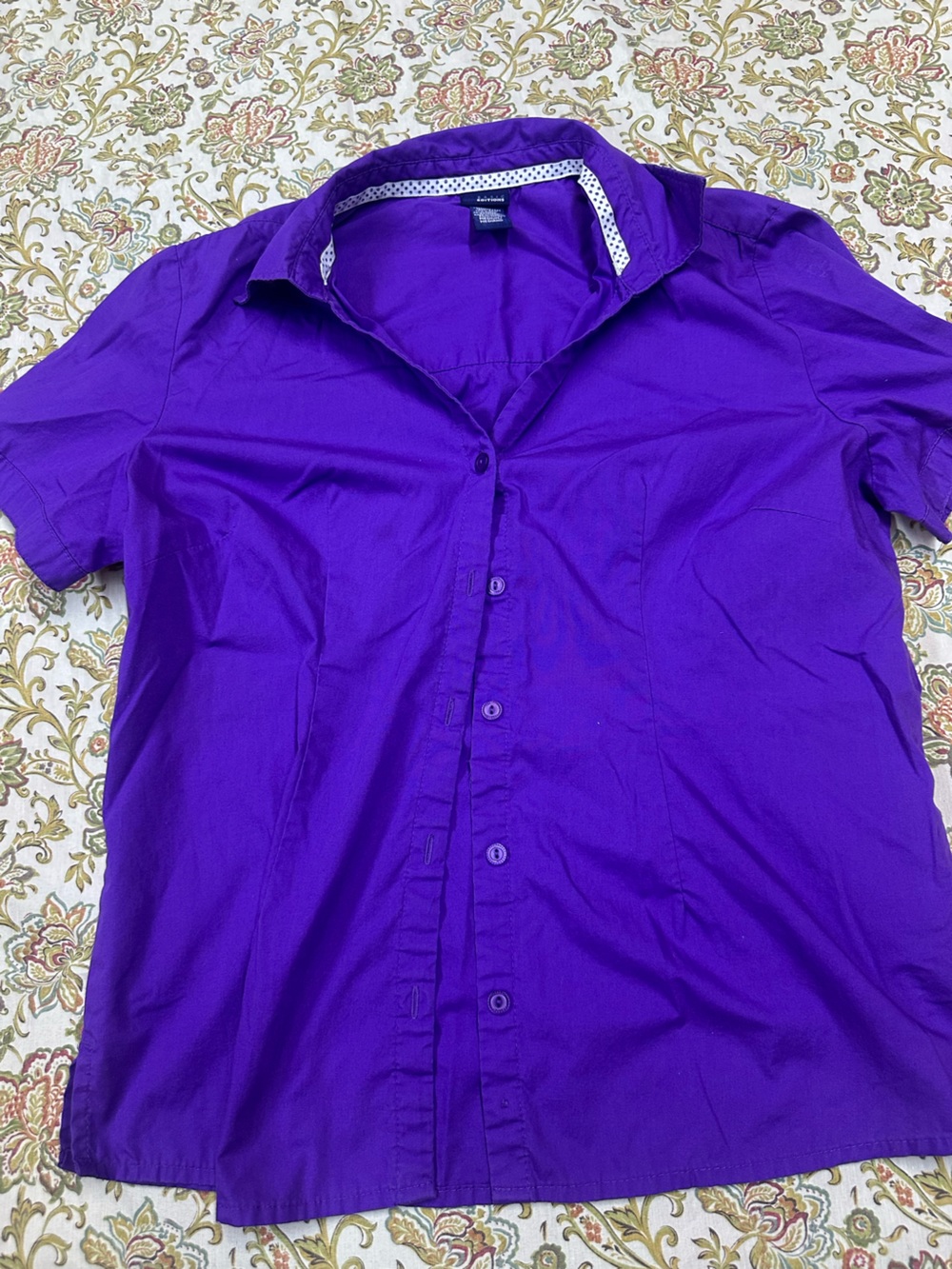 Basic Editions Purple Short-Sleeve Button-Down Shirt